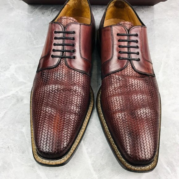Mezlan Tilman Custom 5868 Burgundy Burnished Embossed Calfskin Dress Shoes US 9M main image 4